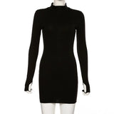 Autumn And Winter Fashion Women's New Long-Sleeved Zipper Round-Neck Bag Hip Repair