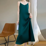 Acetate Silk Sling Dress Women Summer Loose Inside The Long Dress French Design Fairy Set Of