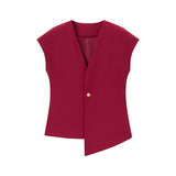 New V-Neck Asymmetric Vest Simple Jump Trouser
