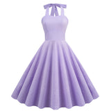 60s A Line Retro Vintage Rockabilly Dresses Classic Halter High Waist Midi Summer Dress Casual Holiday Vestidos
