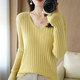 Zingj New Spring And Autumn V-Neck Vertical Knit Short Sleeve Women's Collar Slim Solid Color Wool Undershirt Jacket-Outfit