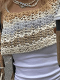 Super Crop Long Sleeve Striped Crochet Knit Top- Outfit