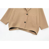 Autumn New Women's Wear Collar Single Buckle Buckle Bat Long-Sleeved Pocket Coat