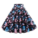 Ghost Bat Print Halloween Skirt 50s High Waist Hepburn Vintage Christmas Jurken Long Cotton A-Line Party Women's