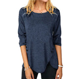 Women Casual Long Sleeve O Neck Button Irregular T Shirt Spring Vintage Loose Shirt Oversize 2XL Tee Shirt Oversized Tops