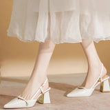 Sandals Women 2025 New Summer Fairy Not Tired Feet French Soft Leather Pointed Thick Heel High Heels