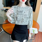 Shot In The Sleeve Print Shirt Female 2025 Summer New Round Collar Loose Senior Sense All-Match Temperament Jacket
