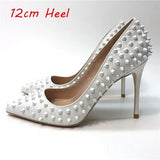 women's pumps with rivets pointed toe rose red rivet 12cm high-heeled wedding women pumps woman shoes MD020