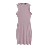 Zingj Trendy Women's Dress With Round Collar And Sleeveless Dress In Summer, The New Style Is Slim And Shows Solid Color, Sexy Vest And Hip
