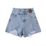 Streetwear Jeans Short Women Summer New Loose Button High Waist Casual Vintage Korean Wide Leg Female Denim