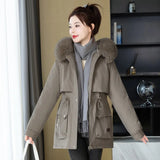 Pai To Overcome The Women's Winter 2024 New Velvet Thick Down Cotton Suit Large Pocket Loose Cotton-Padded Jacket Waist Coat-Outfit