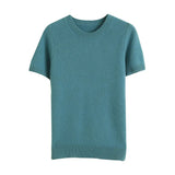 Zingj Female Round Collar Loose T-Shirt Inside Build Sweater Spring Autumn Base Outside Wear Short Sleeve Hair-Outfit
