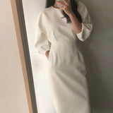 Quality Bodycon Party Dress 2022 New Arrivals White Midi Bodycon Celebrity Office Lady Elegant Casual Fashion