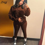 Autumn Black 2 Two Piece Sets Tracksuit Womens Outfits 2021 Sweatsuits For Women Long Sleeve Tops Long Pants Sets
