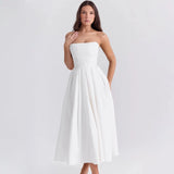 Tube Pleated Midi Dress- Outfit