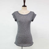 High Quality Plain T Shirt Women Cotton High Elastic Basic 2021 Summer Tops Short Sleeve Sexy Thin T-shirt See