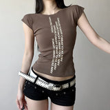 Letter-Printing Short-Sleeved T-Shirt Girl 2025 Summer New Simple Hottie Casual