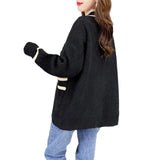 Zingj And South Korea Autumn And Winter New Korean Version Loose In Long Pocket College Fashion Sweater Cardigan Coat Female