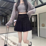 Skirt Women Spring And Autumn Wick Velvet Skirt Brown Large Size Fat Mm High-Waist College Windy Skirt