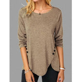 Women Casual Long Sleeve O Neck Button Irregular T Shirt Spring Vintage Loose Shirt Oversize 2XL Tee Shirt Oversized Tops