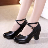 2021 Fashion Women Pumps With High Heels For Ladies Work Shoes Dancing Platform Pumps Women Genuine Leather Shoes Mary