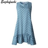 Women Dresses 2022 Women's Ruffles Spring Street Sexy Casual Slim Thin Beach Party O Neck Mini Polka Dots Free