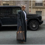 Grey Stripes Trench Long Coat- Outfit