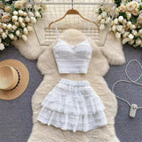 White Sling With Breast-Wear Vest Body Bm Half-Dress Skirt Set With Short Top Bottom Shirt
