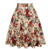 Women's A Line Black Swing Midi Skirt Runway Vintage Sundress Pinup 50s 60s Cotton High Waist School Daily Rockabilly