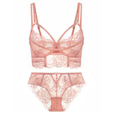 Top Classic Bandage Bra Set Lingerie Push Up Brassiere Lace Underwear Set Sexy Embroidery Panties For Women