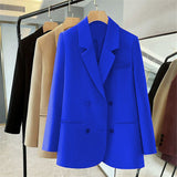 Suit Jacket Female Spring And Autumn Korean Version Of Loose Temperament Double Buckle Leisure Professional Raspberry Suit