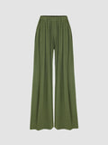 Casual Stretch Elastic Waist Wide Leg