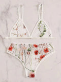 Sex Lingerie Sexy Women's Lingerie Hollow Print Three-Point Lingerie