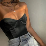 2021 Satin Corset Crop Top Strapless Green Summer Sexy Tube Off Shoulder Party Sleeveless Bustier Tank Tops