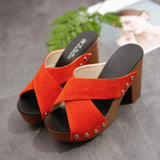 Summer New Korean Version Of The Toe Thick Toe Cool Drag Thick Hedging And Waterproof Slipper Women Cross With High Heel Large Size Women's