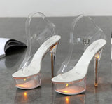 Light Up Glowing Shoes Woman Luminous Clear Sandals Women Platform Shoes Clear High Heel Transparent Stripper Wedding