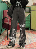 Hip Hop Jeans Woman Vintage Y2k Aesthetic Harajuku Print Denim Pants Women Korean Fashion Wide Leg Jean Trousers