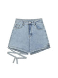 Spring Summer New Women Fashion Bow Short Jeans Casual Loose Streetwear Harajuku Chic Sweet Cute High Waist Denim Pants