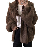 Cable Knit Zip Up Hooded CardiganOutfit