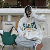 High Hoodies Women Street All-match Loose Casual Lazy Warm Thicker Front Pockets Letter Printing Sweatshirts With Hat