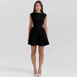 Short Sleeve Backless Mini Dress- Outfit