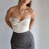 Knit Twisted Tube Top-Outfit