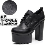 Brown Bullock Women's Shoes With English Carved Small Leather Shoes Thick Heel High Heel Waterproof Table Round Head Deep Mouth Single