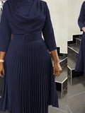 Autumn Fashion African Solid Color Pleated