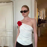 2025 New Women's Spice Girls Fashion Flowers Wearing Sexy Folds To The Back Of The Sleeveless