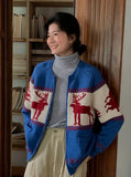 Reindeer Print Knitted Cardigan- Outfit