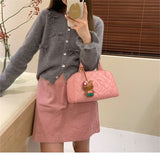 Spring And Autumn New Pure Color High-Grade Round Collar Hand-Made Three-Dimensional Bow Soft Waxy Knitted Cardigan