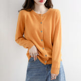 Zingj Autumn Long-Sleeved Sweater Pure Color Simple Temperament Cardigan On The Clothes With Women's Sweater Small Coat-Outfit