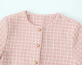 Pink Plaid Tweed Jacket And Shorts Set- Outfit