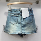 Denim Frill Trim Short- Outfit